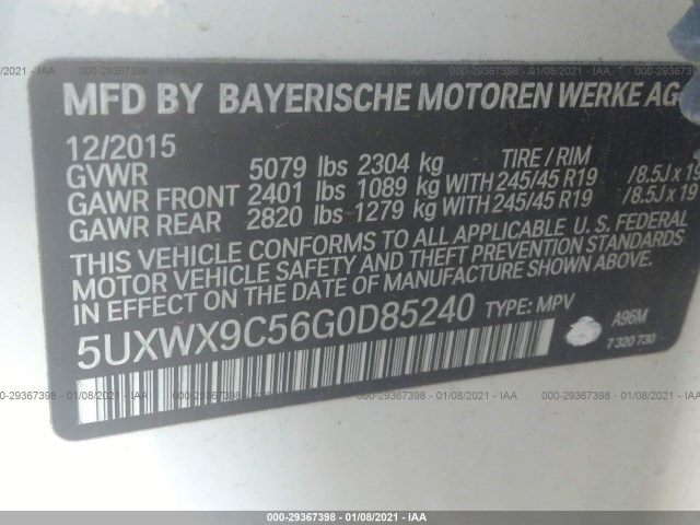 Photo 8 VIN: 5UXWX9C56G0D85240 - BMW X3 