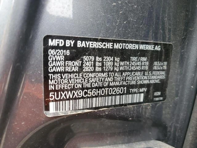 Photo 13 VIN: 5UXWX9C56H0T02601 - BMW X3 XDRIVE2 