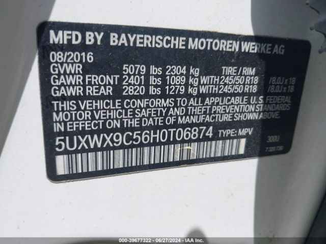 Photo 8 VIN: 5UXWX9C56H0T06874 - BMW X3 