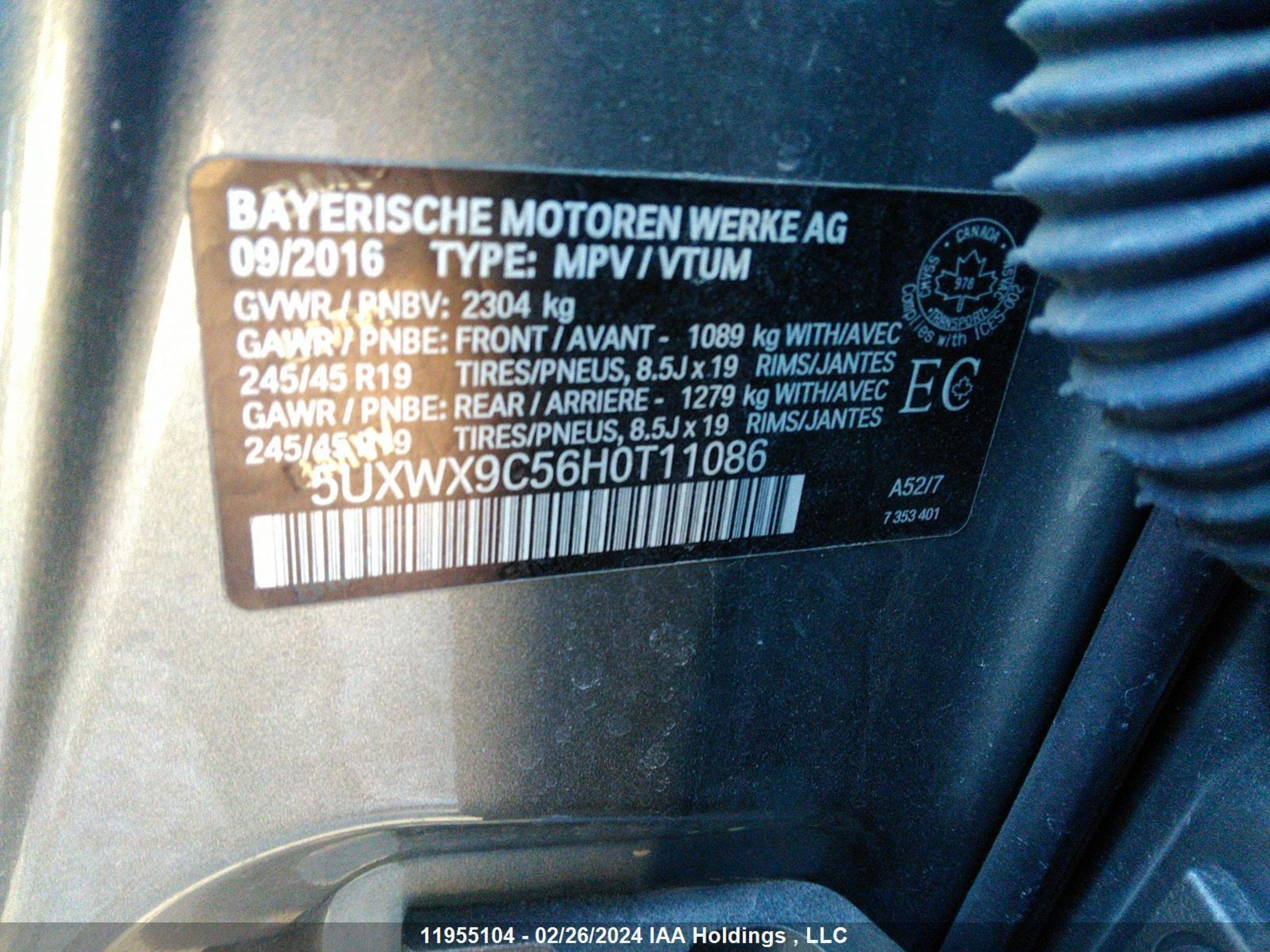 Photo 8 VIN: 5UXWX9C56H0T11086 - BMW X3 