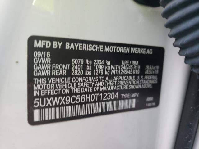 Photo 9 VIN: 5UXWX9C56H0T12304 - BMW X3 XDRIVE2 