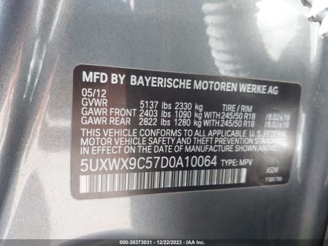 Photo 8 VIN: 5UXWX9C57D0A10064 - BMW X3 