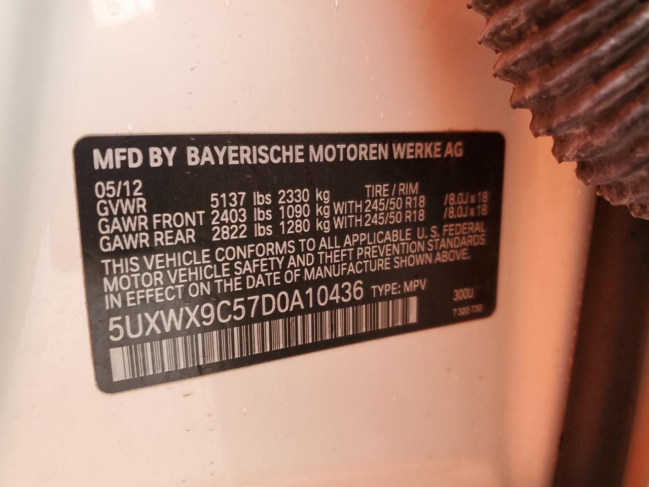 Photo 12 VIN: 5UXWX9C57D0A10436 - BMW X3 