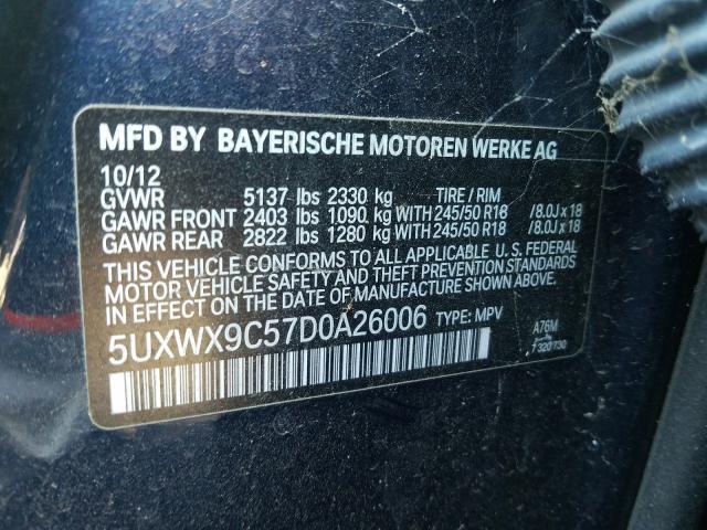 Photo 9 VIN: 5UXWX9C57D0A26006 - BMW X3 