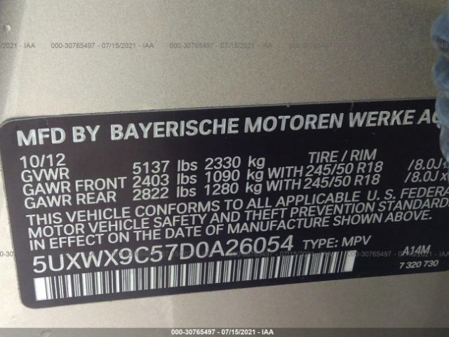 Photo 8 VIN: 5UXWX9C57D0A26054 - BMW X3 