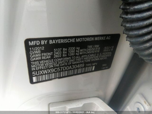 Photo 8 VIN: 5UXWX9C57D0A30489 - BMW X3 