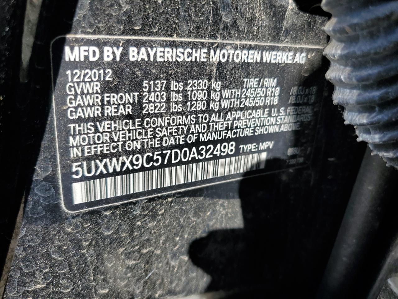 Photo 11 VIN: 5UXWX9C57D0A32498 - BMW X3 