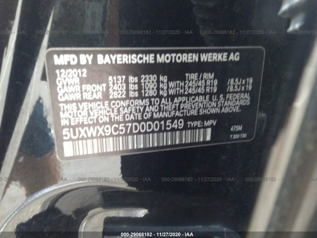 Photo 8 VIN: 5UXWX9C57D0D01549 - BMW X3 