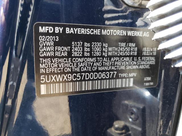 Photo 12 VIN: 5UXWX9C57D0D06377 - BMW X3 XDRIVE2 