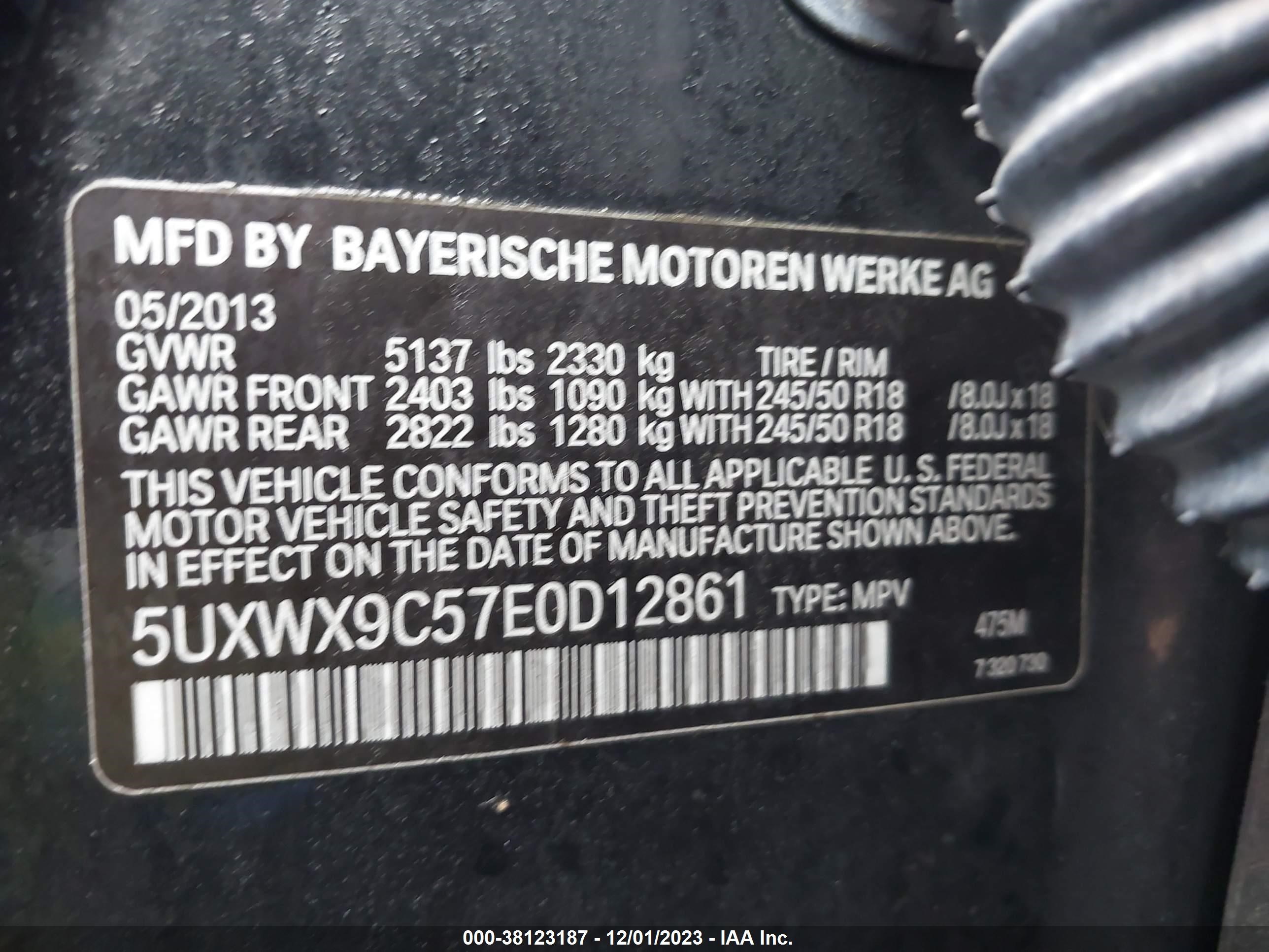 Photo 8 VIN: 5UXWX9C57E0D12861 - BMW X3 