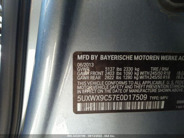 Photo 8 VIN: 5UXWX9C57E0D17509 - BMW X3 