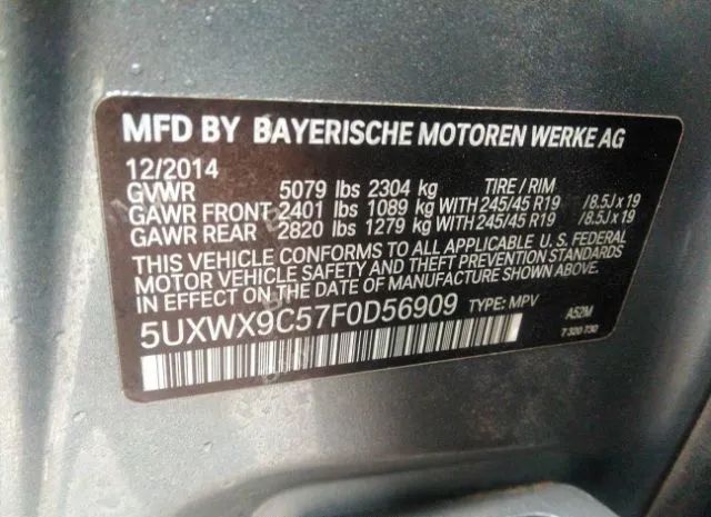 Photo 8 VIN: 5UXWX9C57F0D56909 - BMW X3 