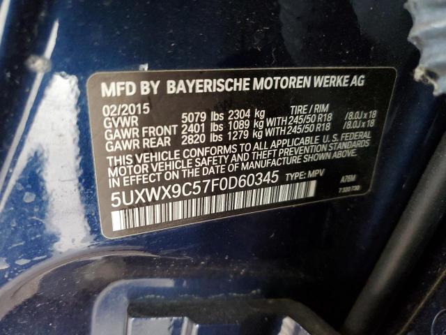 Photo 12 VIN: 5UXWX9C57F0D60345 - BMW X3 XDRIVE2 