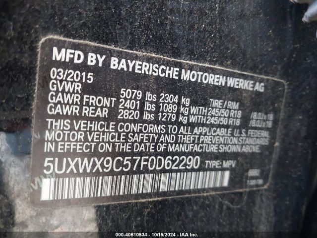 Photo 8 VIN: 5UXWX9C57F0D62290 - BMW X3 