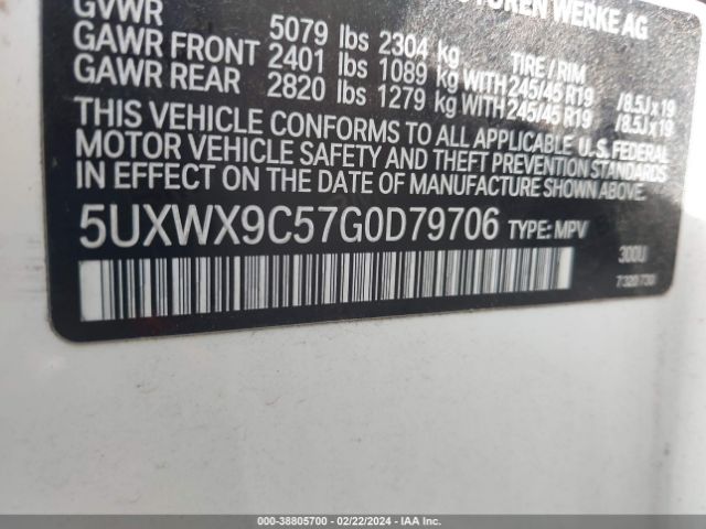 Photo 8 VIN: 5UXWX9C57G0D79706 - BMW X3 