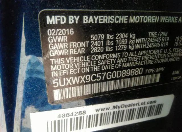 Photo 8 VIN: 5UXWX9C57G0D89880 - BMW X3 