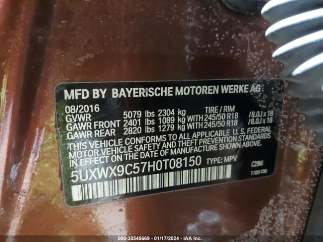 Photo 8 VIN: 5UXWX9C57H0T08150 - BMW X3 