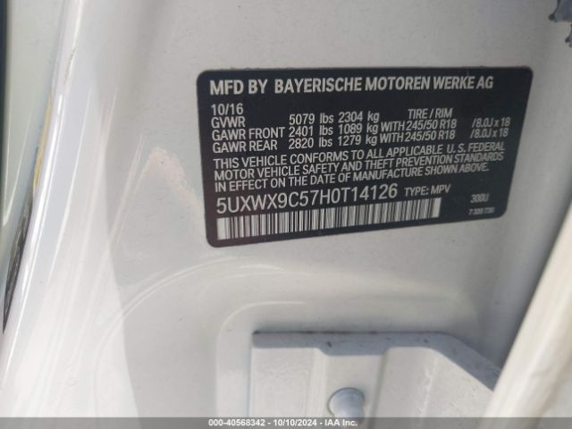 Photo 8 VIN: 5UXWX9C57H0T14126 - BMW X3 