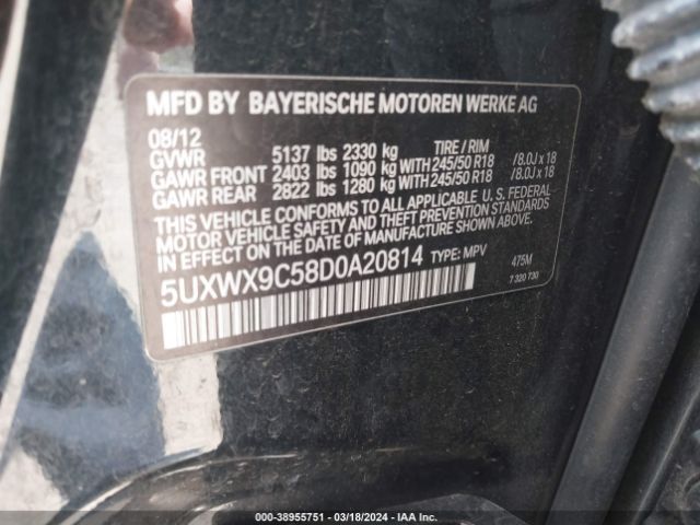 Photo 8 VIN: 5UXWX9C58D0A20814 - BMW X3 