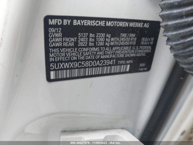 Photo 8 VIN: 5UXWX9C58D0A23941 - BMW X3 