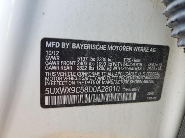 Photo 12 VIN: 5UXWX9C58D0A28010 - BMW X3 XDRIVE2 