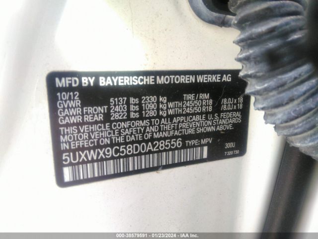 Photo 8 VIN: 5UXWX9C58D0A28556 - BMW X3 