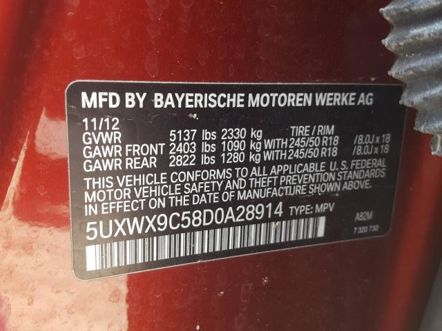 Photo 9 VIN: 5UXWX9C58D0A28914 - BMW X3 XDRIVE2 