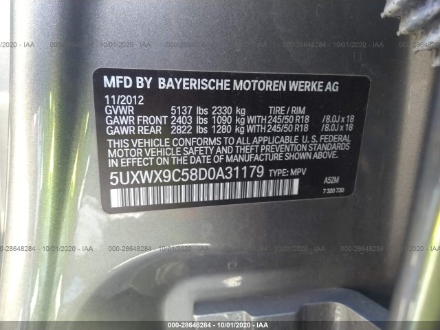 Photo 8 VIN: 5UXWX9C58D0A31179 - BMW X3 