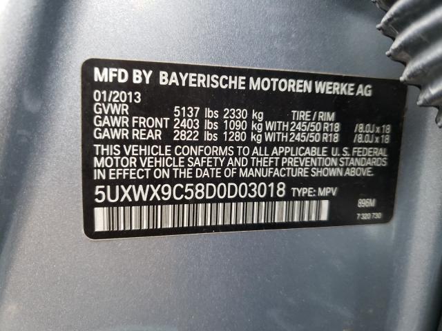 Photo 9 VIN: 5UXWX9C58D0D03018 - BMW X3 XDRIVE2 