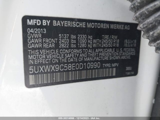 Photo 8 VIN: 5UXWX9C58E0D10990 - BMW X3 