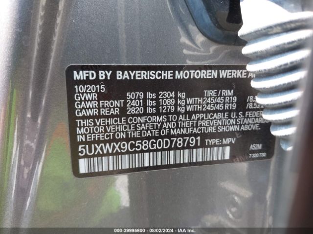 Photo 8 VIN: 5UXWX9C58G0D78791 - BMW X3 