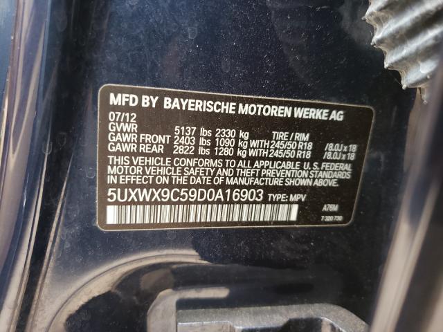 Photo 9 VIN: 5UXWX9C59D0A16903 - BMW X3 XDRIVE2 