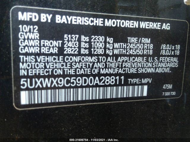 Photo 8 VIN: 5UXWX9C59D0A28811 - BMW X3 