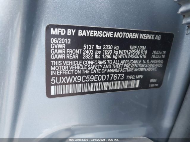 Photo 8 VIN: 5UXWX9C59E0D17673 - BMW X3 