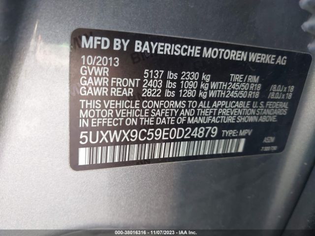 Photo 8 VIN: 5UXWX9C59E0D24879 - BMW X3 