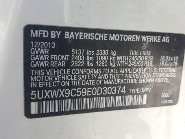 Photo 9 VIN: 5UXWX9C59E0D30374 - BMW X3 XDRIVE2 