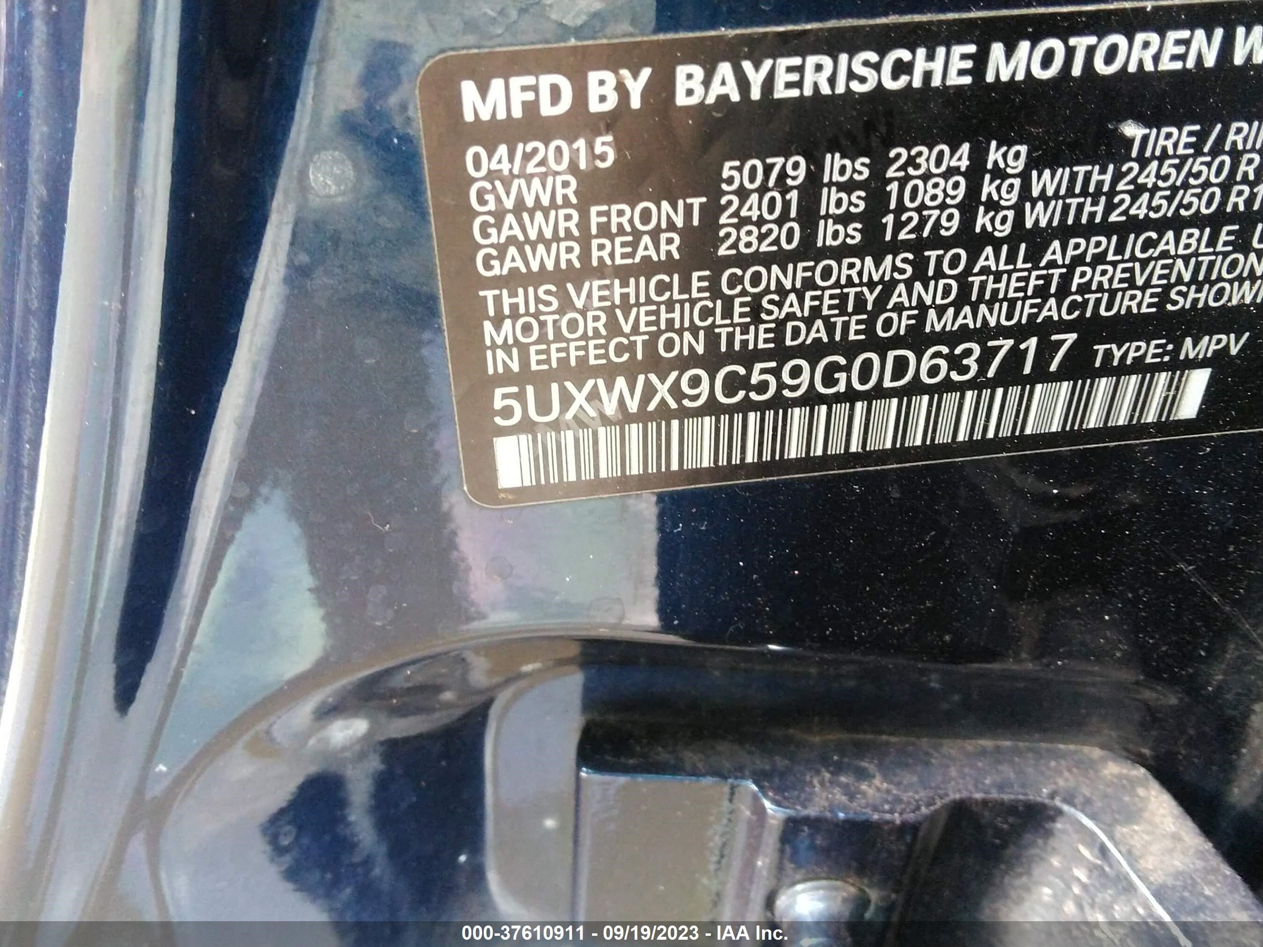 Photo 8 VIN: 5UXWX9C59G0D63717 - BMW X3 