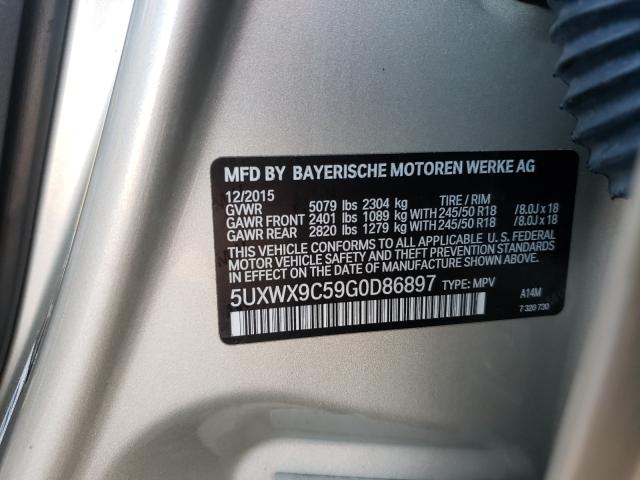 Photo 9 VIN: 5UXWX9C59G0D86897 - BMW X3 XDRIVE2 