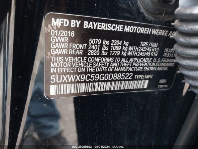 Photo 8 VIN: 5UXWX9C59G0D88522 - BMW X3 