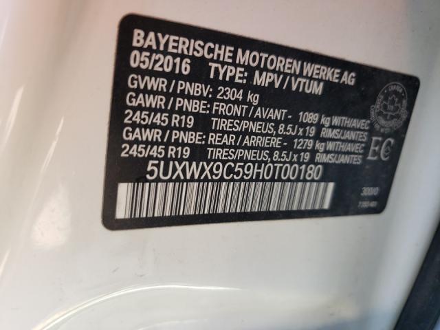 Photo 9 VIN: 5UXWX9C59H0T00180 - BMW X3 XDRIVE2 