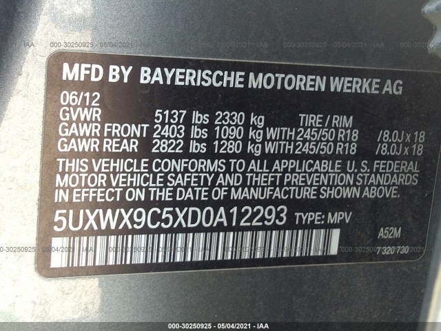 Photo 8 VIN: 5UXWX9C5XD0A12293 - BMW X3 