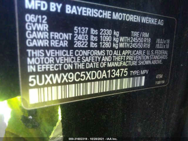 Photo 8 VIN: 5UXWX9C5XD0A13475 - BMW X3 