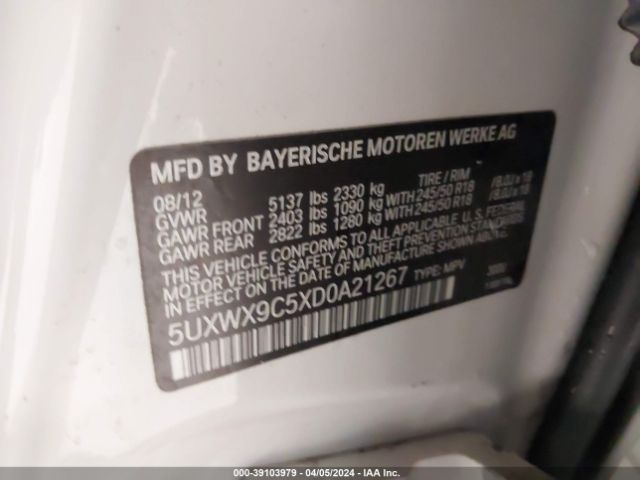 Photo 8 VIN: 5UXWX9C5XD0A21267 - BMW X3 