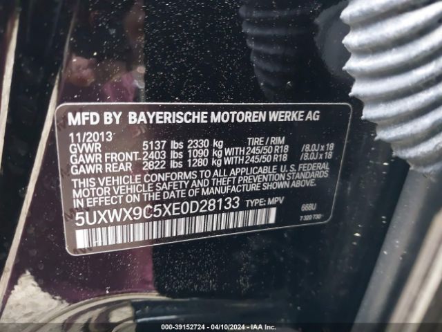 Photo 8 VIN: 5UXWX9C5XE0D28133 - BMW X3 