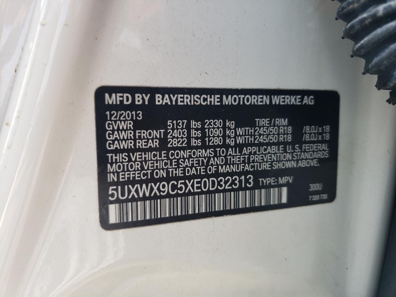 Photo 12 VIN: 5UXWX9C5XE0D32313 - BMW X3 