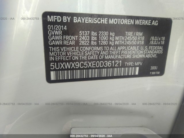 Photo 8 VIN: 5UXWX9C5XE0D36121 - BMW X3 