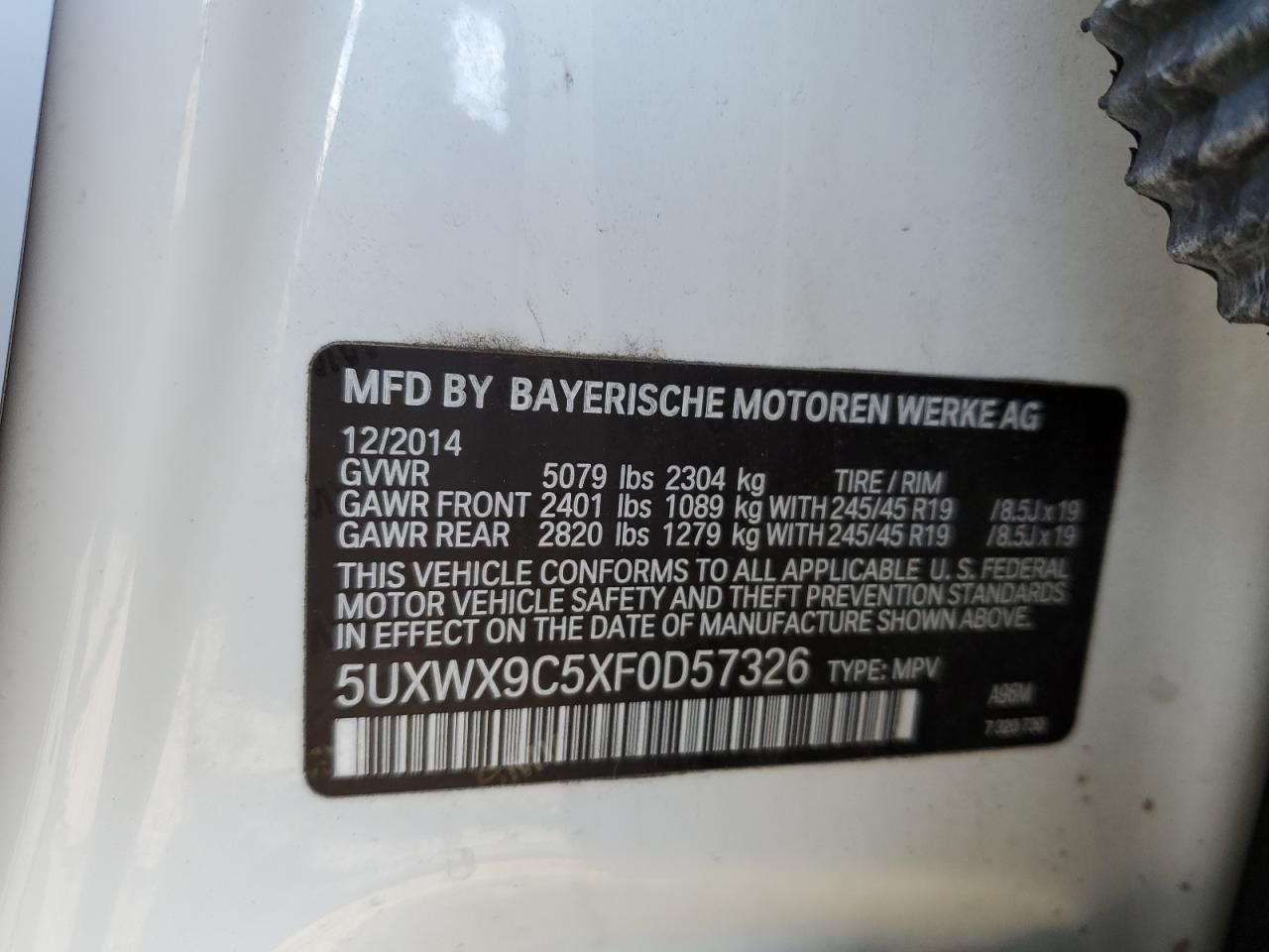 Photo 12 VIN: 5UXWX9C5XF0D57326 - BMW X3 