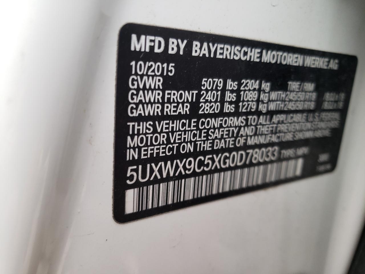 Photo 12 VIN: 5UXWX9C5XG0D78033 - BMW X3 