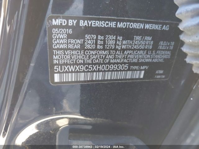 Photo 8 VIN: 5UXWX9C5XH0D99305 - BMW X3 