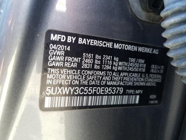 Photo 9 VIN: 5UXWY3C55F0E95379 - BMW X3 XDRIVE2 